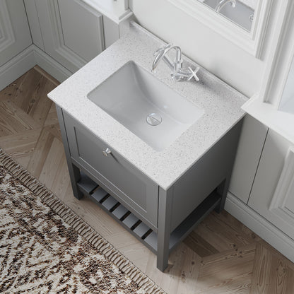 [BFRY225WS1] Coppenhall Traditional 1 Drawer Floor Standing Vanity Unit with Marble Worktop, Choice of Size and Finish - Lifestyle 2