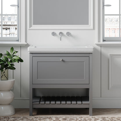 [BFRY227H] Coppenhall Traditional 1 Drawer Floor Standing Vanity Basin Unit with 0 Tap Hole Fireclay Basin, Choice of Size and Colour - Lifestyle 1