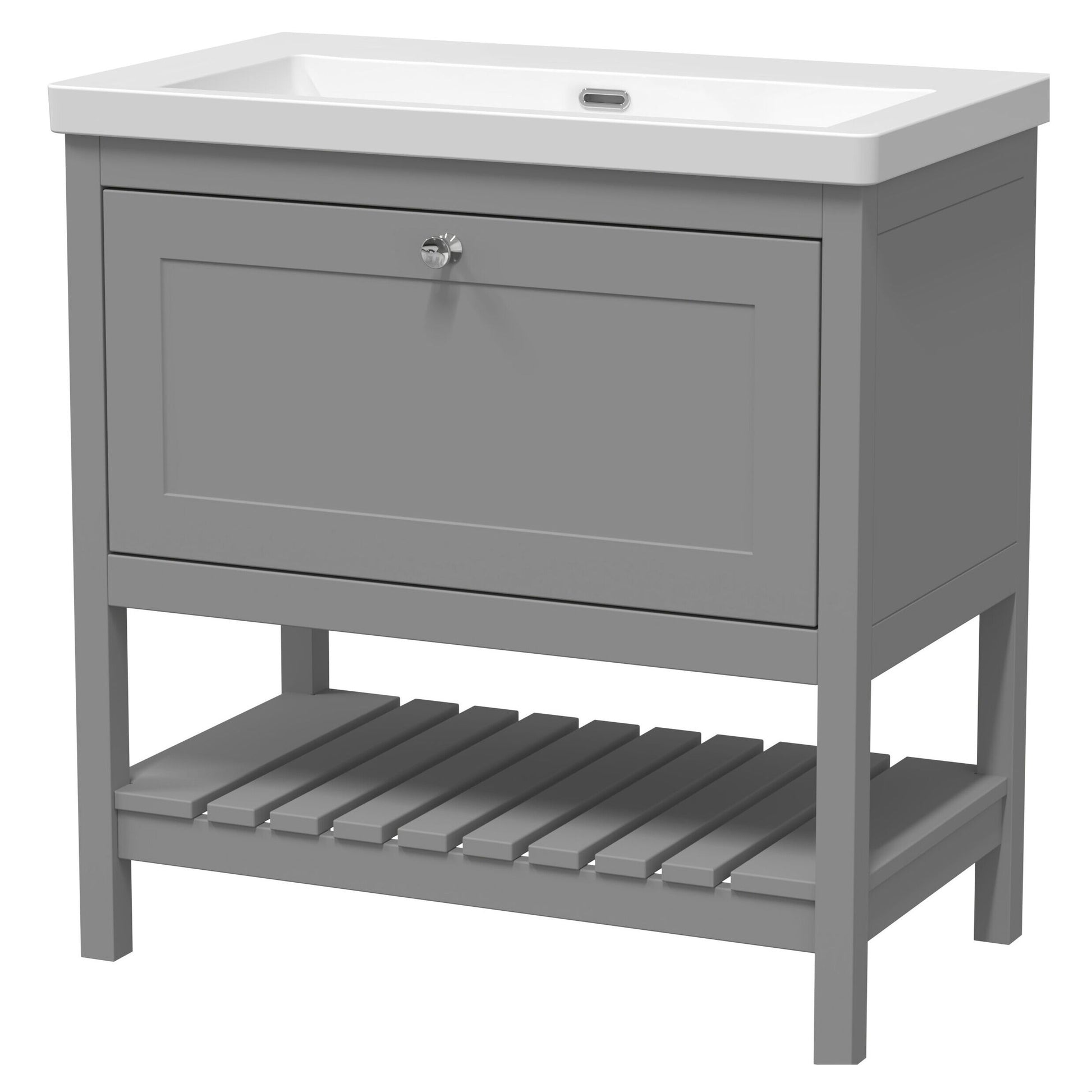 [BFRY227K] Coppenhall Contemporary 1 Drawer Floor Standing Vanity Unit, Cool Grey, 800mm - Cutout