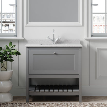 [BFRY227WS1] Coppenhall Traditional 1 Drawer Floor Standing Vanity Unit with Marble Worktop, Choice of Size and Finish - Lifestyle 1