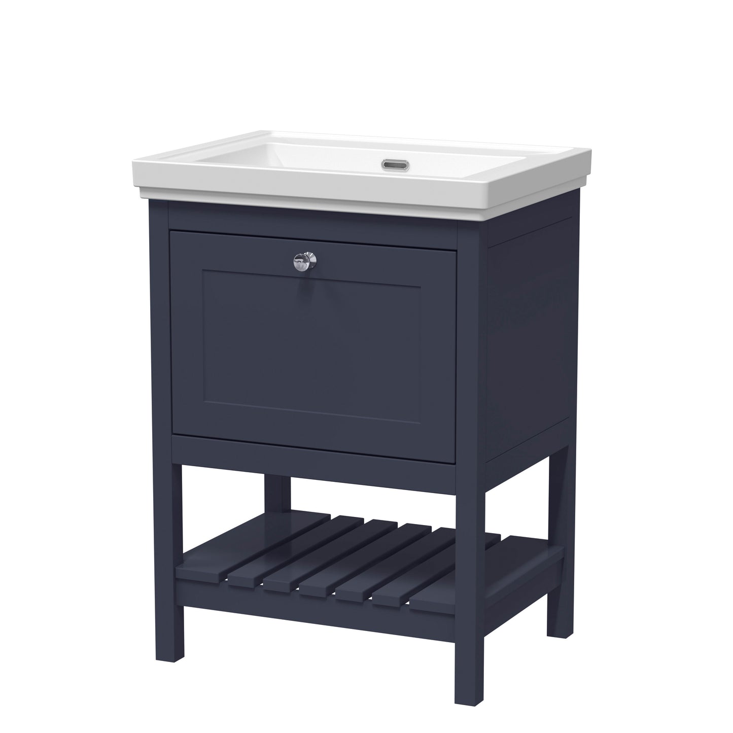 [BFRY325H] Coppenhall Traditional 1 Drawer Floor Standing Vanity Basin Unit with 0 Tap Hole Fireclay Basin, Choice of Size and Colour - Cutout