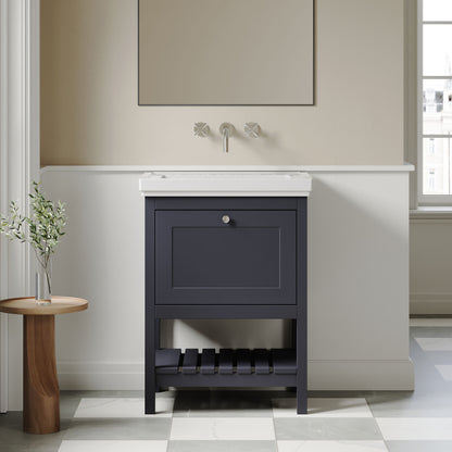 [BFRY325H] Coppenhall Traditional 1 Drawer Floor Standing Vanity Basin Unit with 0 Tap Hole Fireclay Basin, Choice of Size and Colour - Lifestyle 1