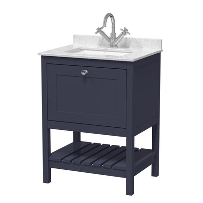 [BFRY325WS1] Coppenhall Traditional 1 Drawer Floor Standing Vanity Unit with Marble Worktop, Choice of Size and Finish - Cutout