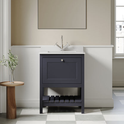 [BFRY325WS1] Coppenhall Traditional 1 Drawer Floor Standing Vanity Unit with Marble Worktop, Choice of Size and Finish - Lifestyle 1