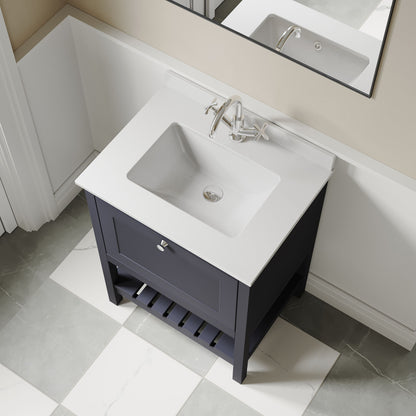[BFRY325WS1] Coppenhall Traditional 1 Drawer Floor Standing Vanity Unit with Marble Worktop, Choice of Size and Finish - Lifestyle 2