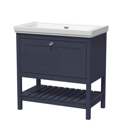 [BFRY327H] Coppenhall Traditional 1 Drawer Floor Standing Vanity Basin Unit with 0 Tap Hole Fireclay Basin, Choice of Size and Colour - Cutout