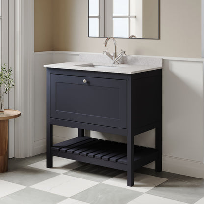 [BFRY327WS1] Coppenhall Traditional 1 Drawer Floor Standing Vanity Unit with Marble Worktop, Choice of Size and Finish - Lifestyle 3