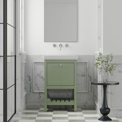 [BFRY823H] Coppenhall Traditional 1 Drawer Floor Standing Vanity Basin Unit with 0 Tap Hole Fireclay Basin, Choice of Size and Colour - Lifestyle 1