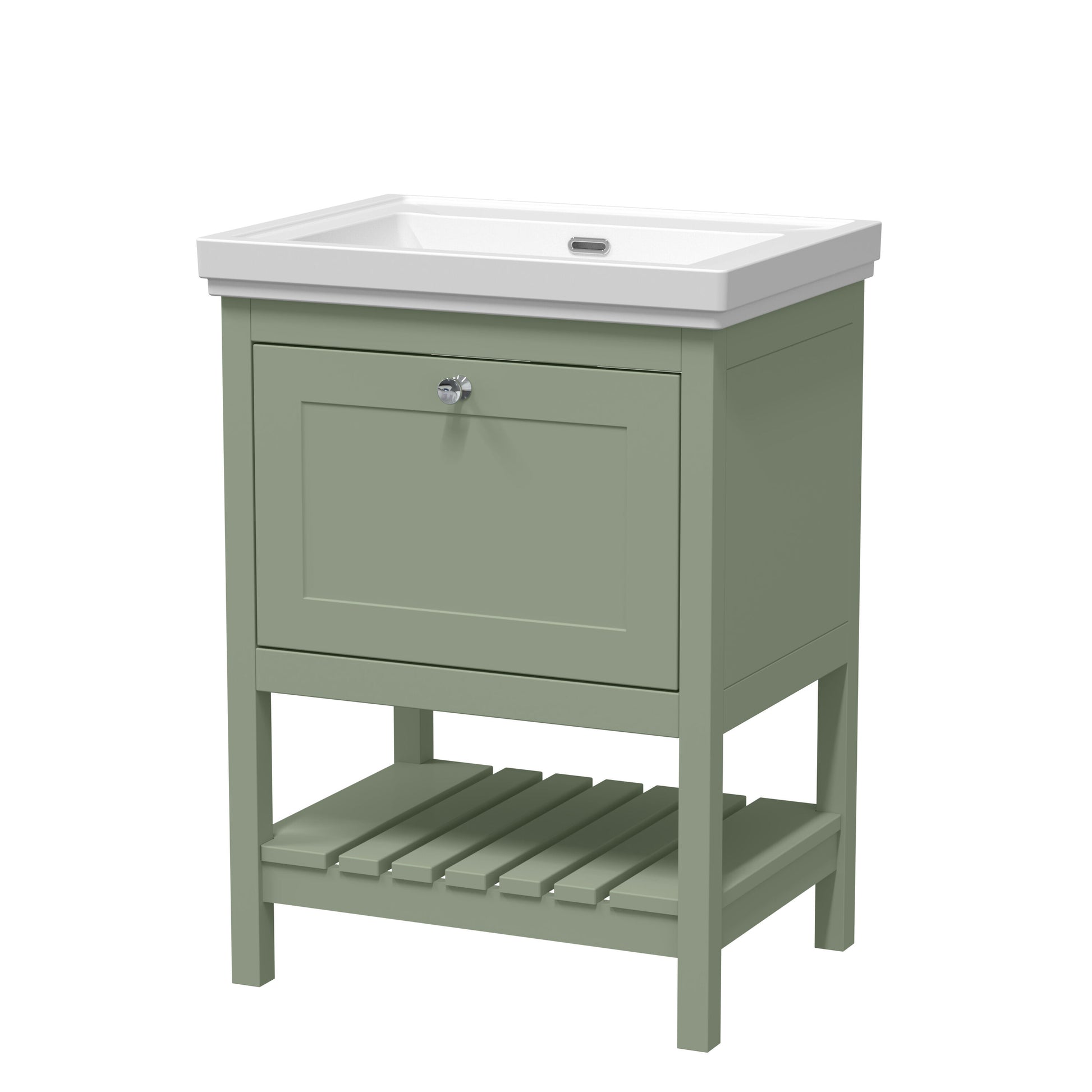 [BFRY825H] Coppenhall Traditional 1 Drawer Floor Standing Vanity Basin Unit with 0 Tap Hole Fireclay Basin, Choice of Size and Colour - Cutout