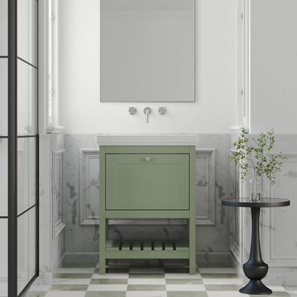 [BFRY825H] Coppenhall Traditional 1 Drawer Floor Standing Vanity Basin Unit with 0 Tap Hole Fireclay Basin, Choice of Size and Colour - Lifestyle 1