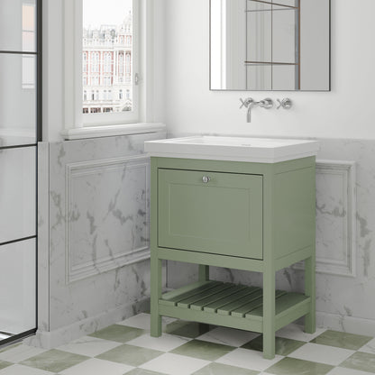 [BFRY825H] Coppenhall Traditional 1 Drawer Floor Standing Vanity Basin Unit with 0 Tap Hole Fireclay Basin, Choice of Size and Colour - Lifestyle 3