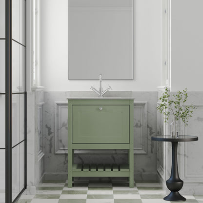 [BFRY825WS1] Coppenhall Traditional 1 Drawer Floor Standing Vanity Unit with Marble Worktop, Choice of Size and Finish - Lifestyle 1