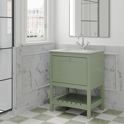 [BFRY825WS1] Coppenhall Traditional 1 Drawer Floor Standing Vanity Unit with Marble Worktop, Choice of Size and Finish - Lifestyle 3