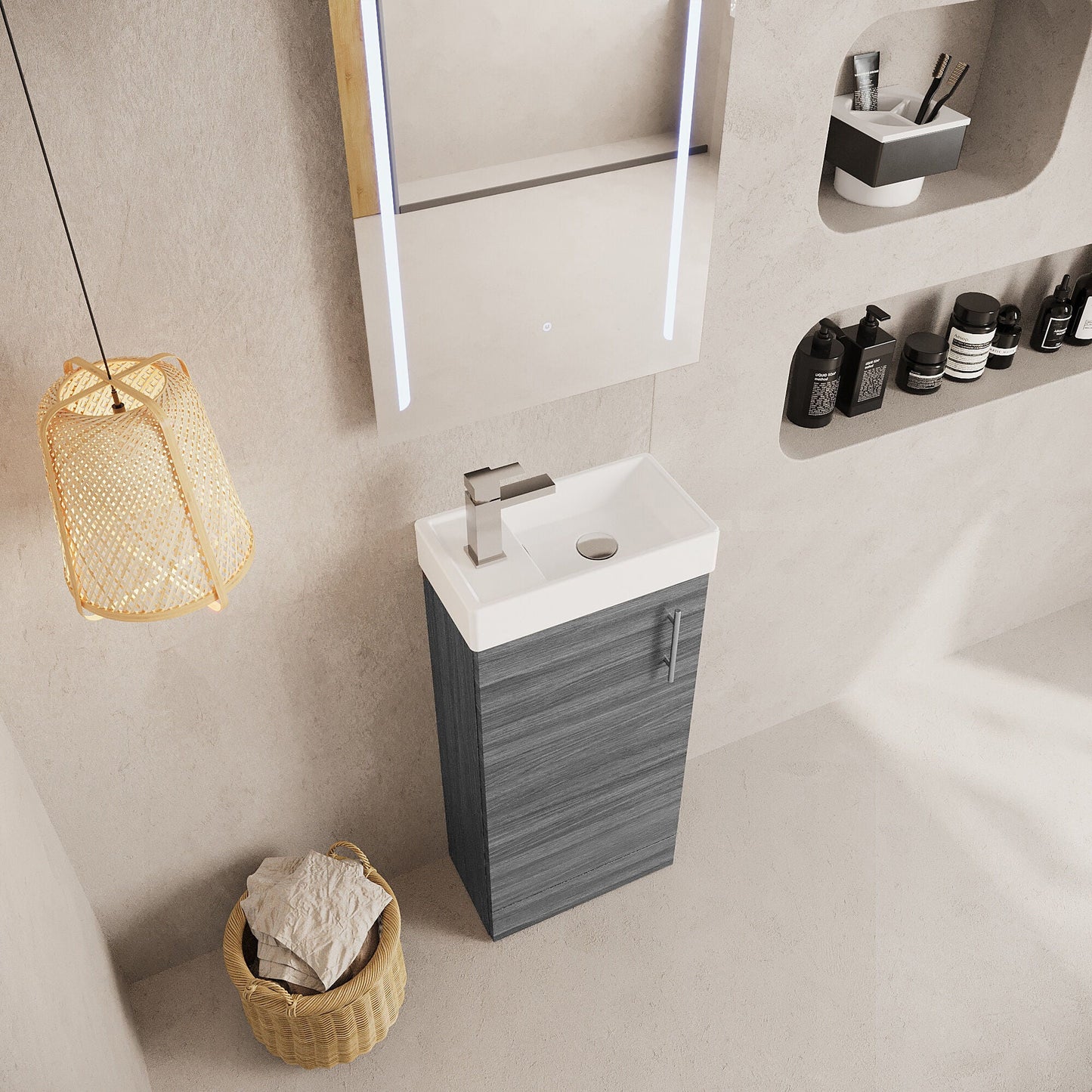[BFSA003] Freehay Compact Cloakroom Vanity Basin Unit, 400mm - Choice of Mount Type, Colour and Handle Finish - Lifestyle 2
