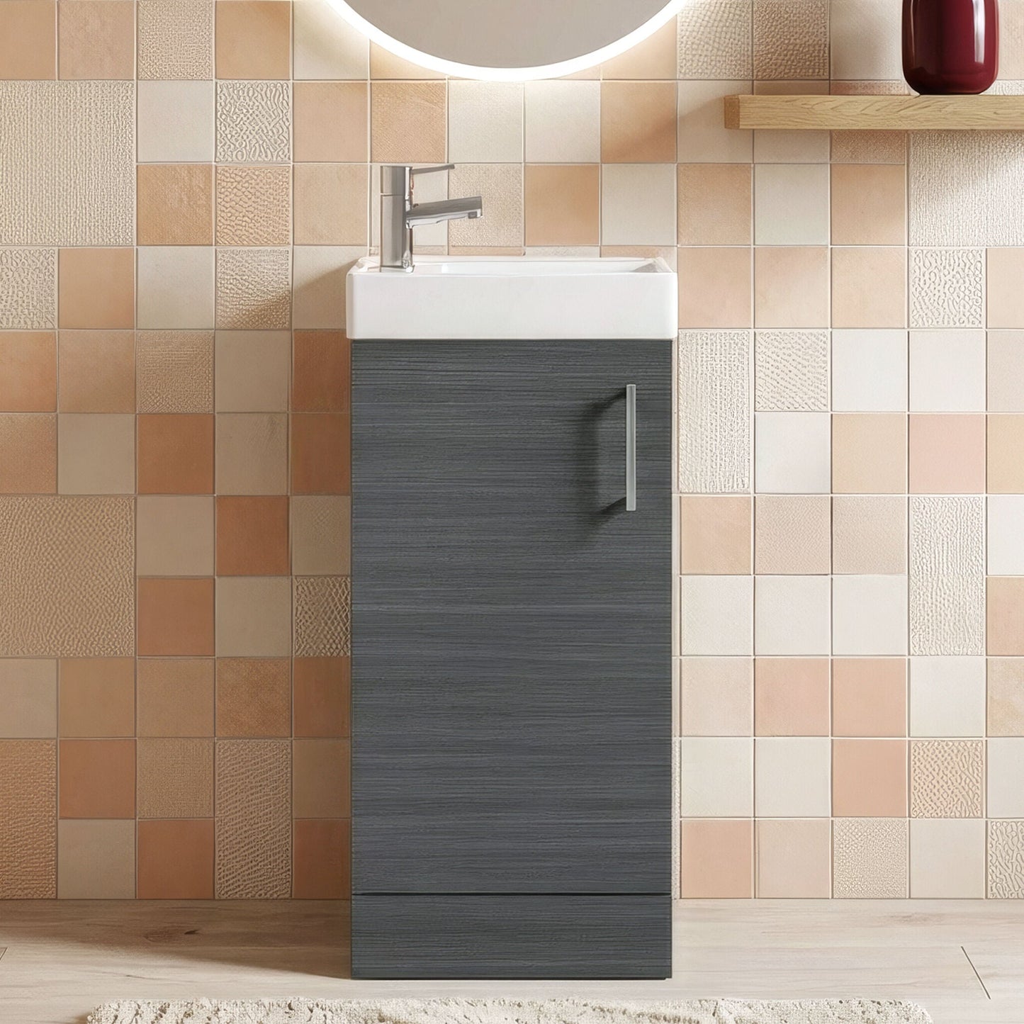 [BFSA003] Freehay Compact Cloakroom Vanity Basin Unit, 400mm - Choice of Mount Type, Colour and Handle Finish - Silo