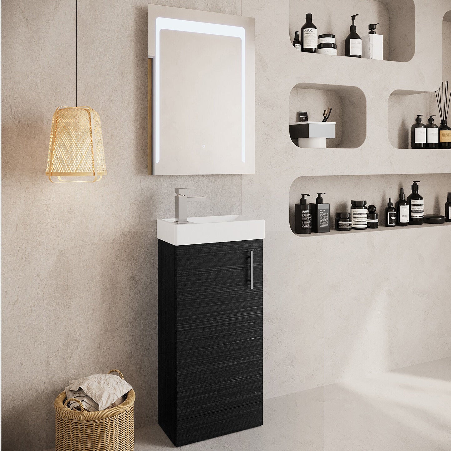 [BFSA004] Freehay Compact Cloakroom Vanity Basin Unit, 400mm - Choice of Mount Type, Colour and Handle Finish - Lifestyle 3