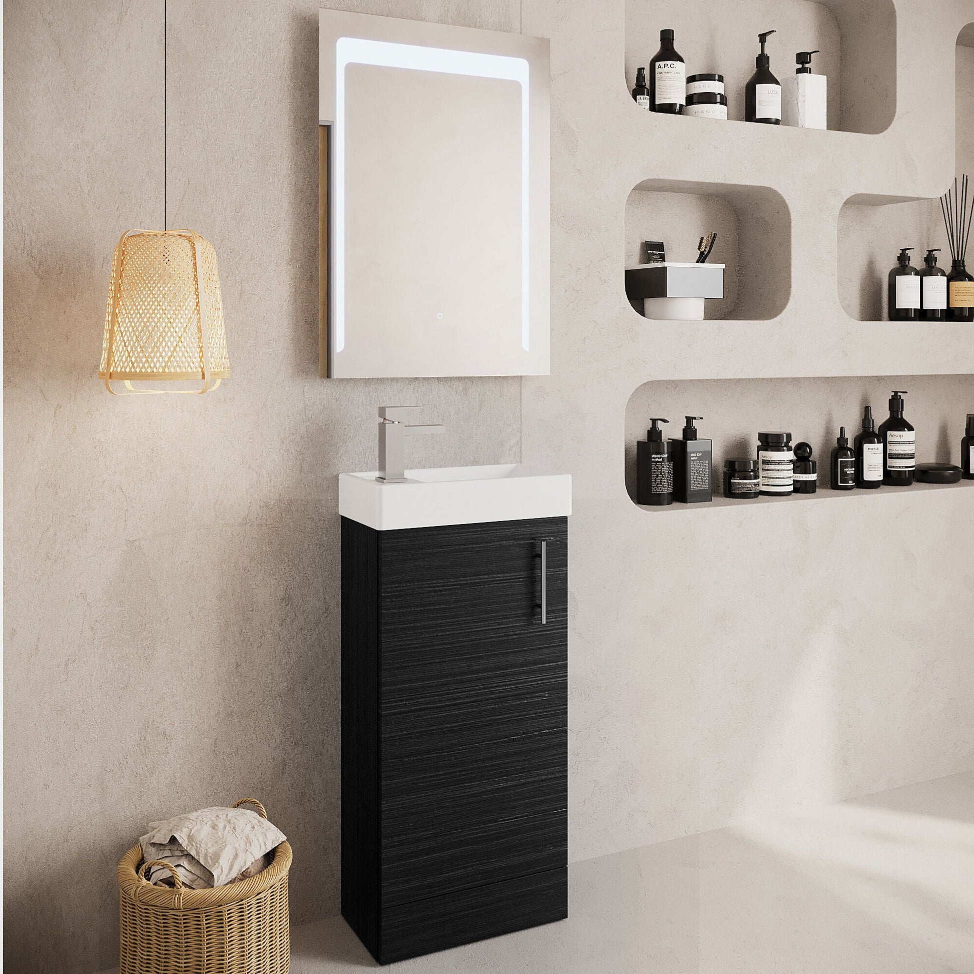 [BFSA004] Freehay Compact Cloakroom Vanity Basin Unit, 400mm - Choice of Mount Type, Colour and Handle Finish - Lifestyle 3