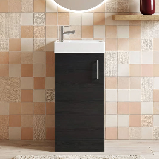 [BFSA004] Freehay Compact Cloakroom Vanity Basin Unit, 400mm - Choice of Mount Type, Colour and Handle Finish - Silo