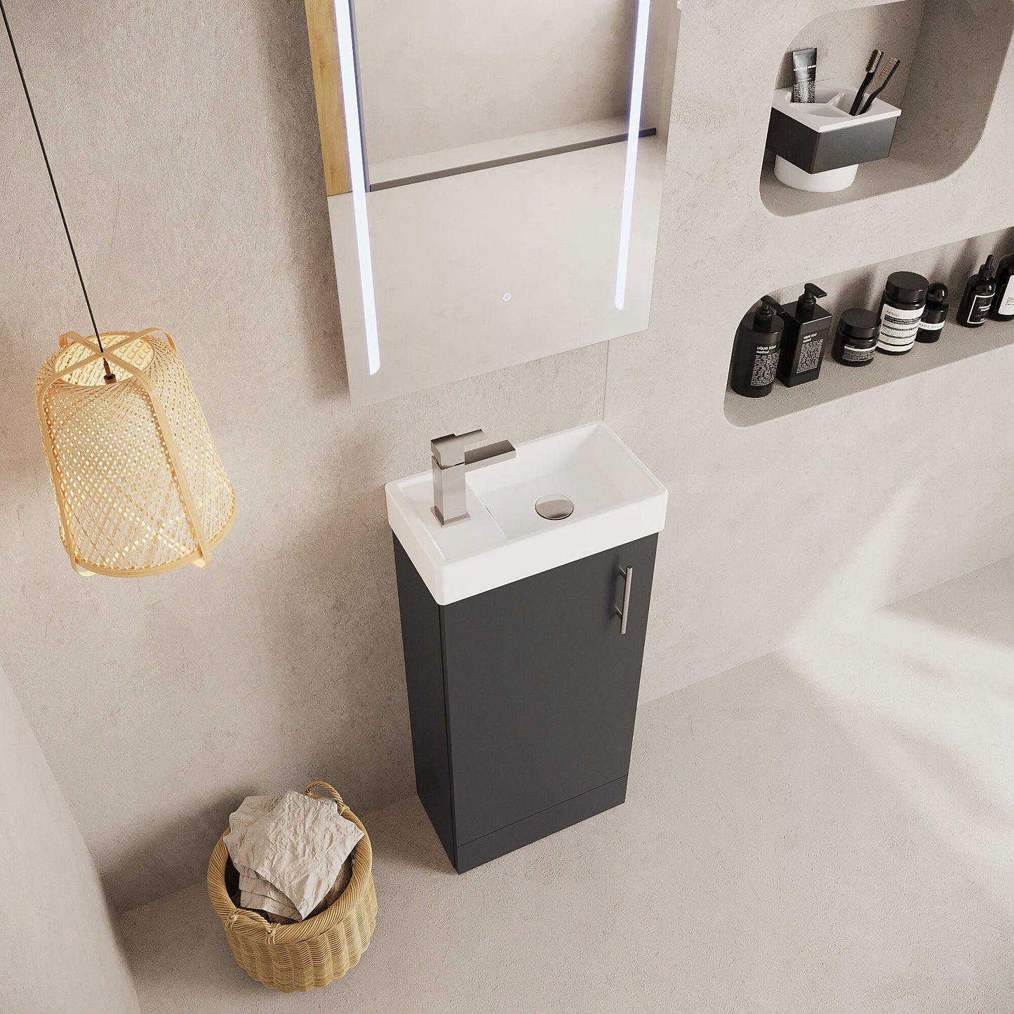 [BFSA014] Freehay Compact Cloakroom Vanity Basin Unit, 400mm - Choice of Mount Type, Colour and Handle Finish - Lifestyle 2
