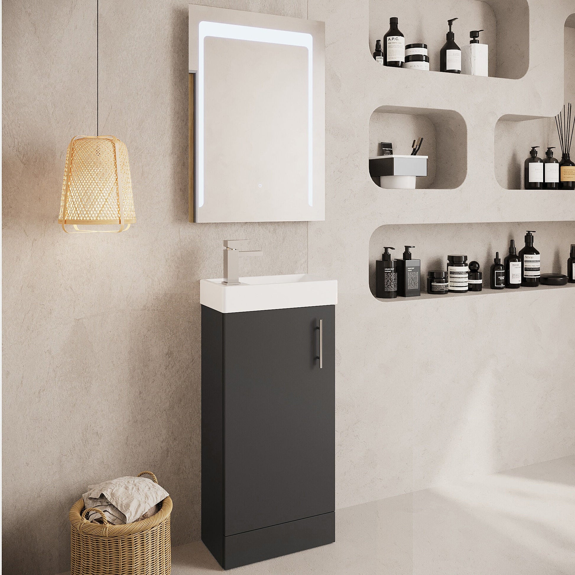 [BFSA014] Freehay Compact Cloakroom Vanity Basin Unit, 400mm - Choice of Mount Type, Colour and Handle Finish - Lifestyle 3