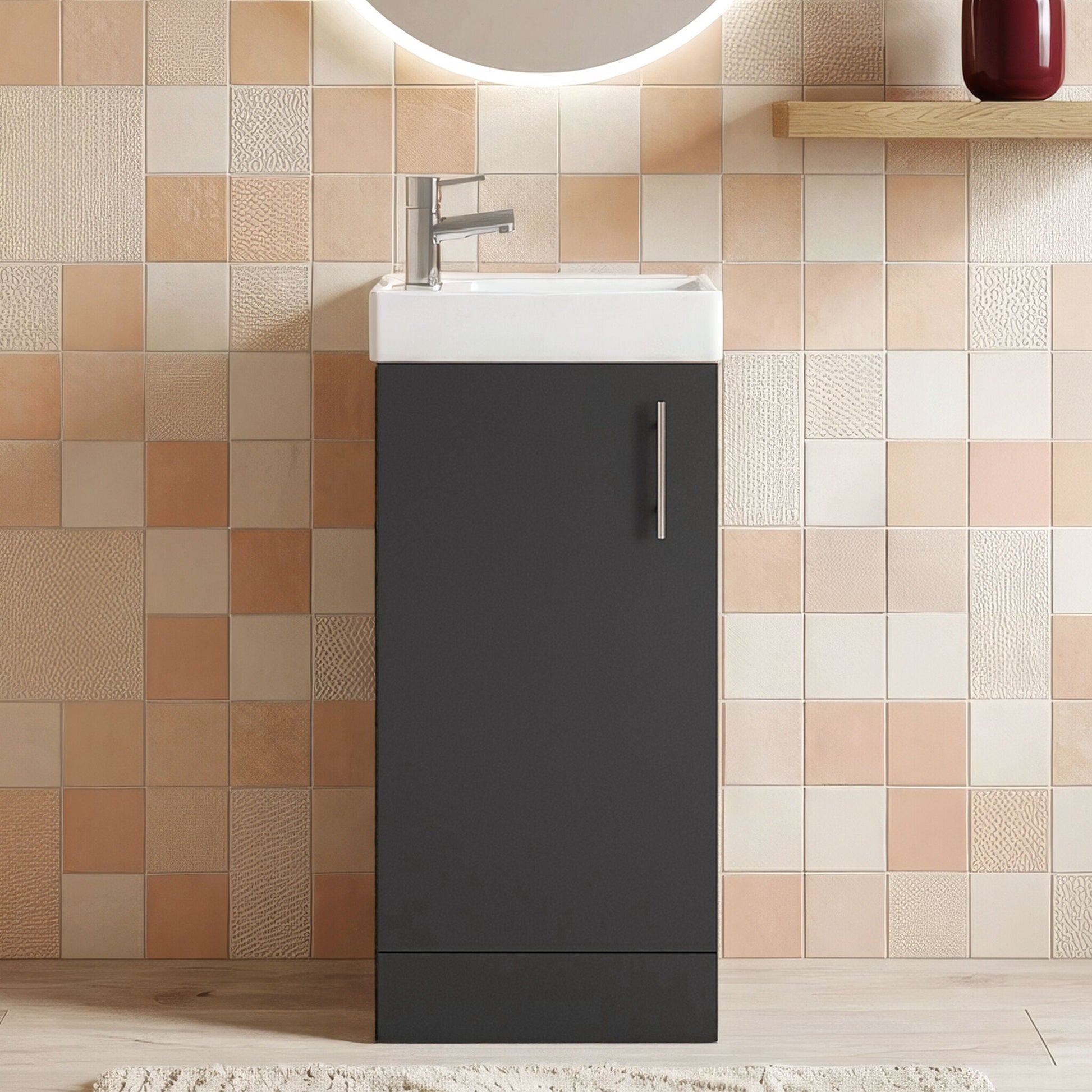 [BFSA014] Freehay Compact Cloakroom Vanity Basin Unit, 400mm - Choice of Mount Type, Colour and Handle Finish - Silo