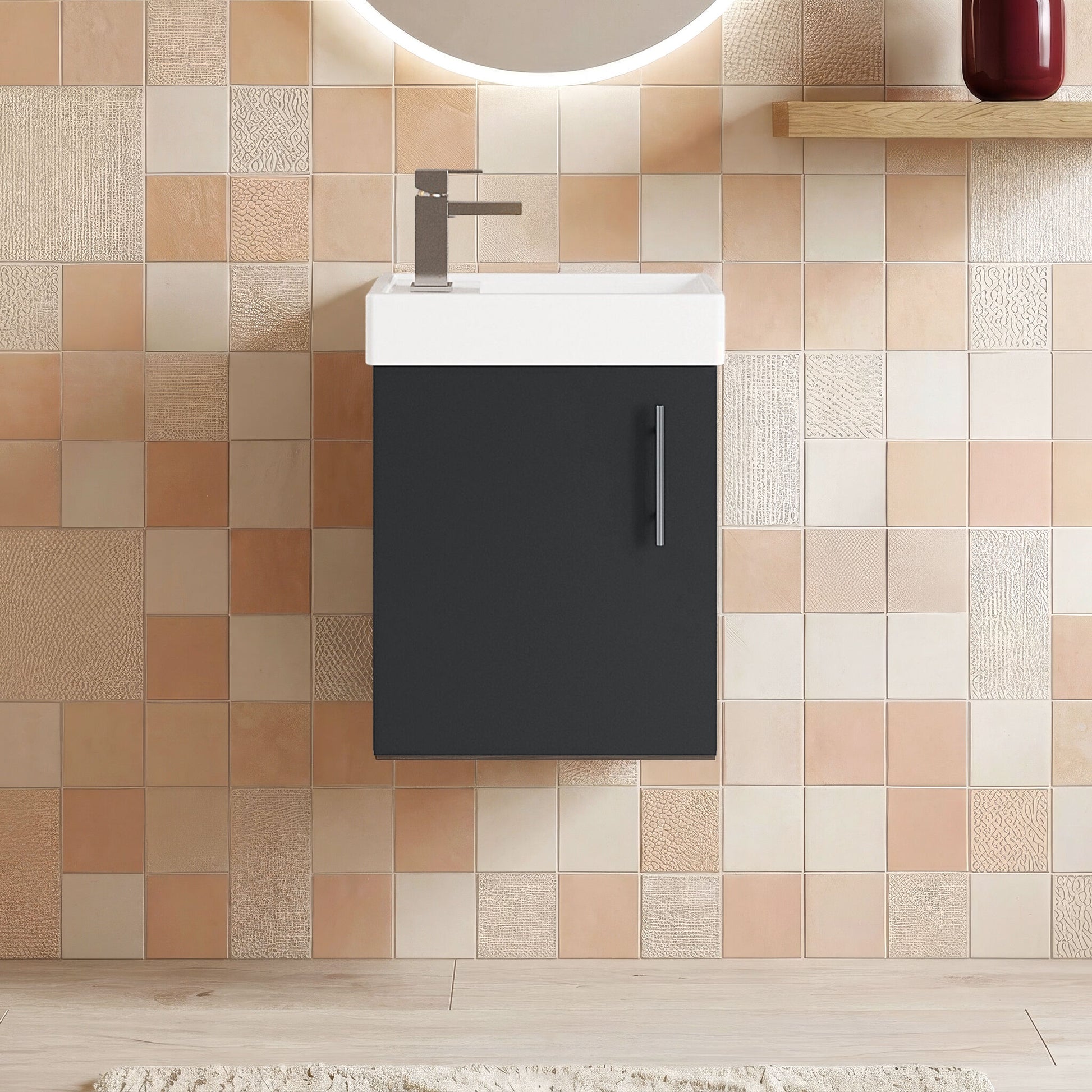 [BFSA025] Freehay Compact Cloakroom Wall Hung Vanity Basin Unit, 400mm, Choice of Colour - Silo