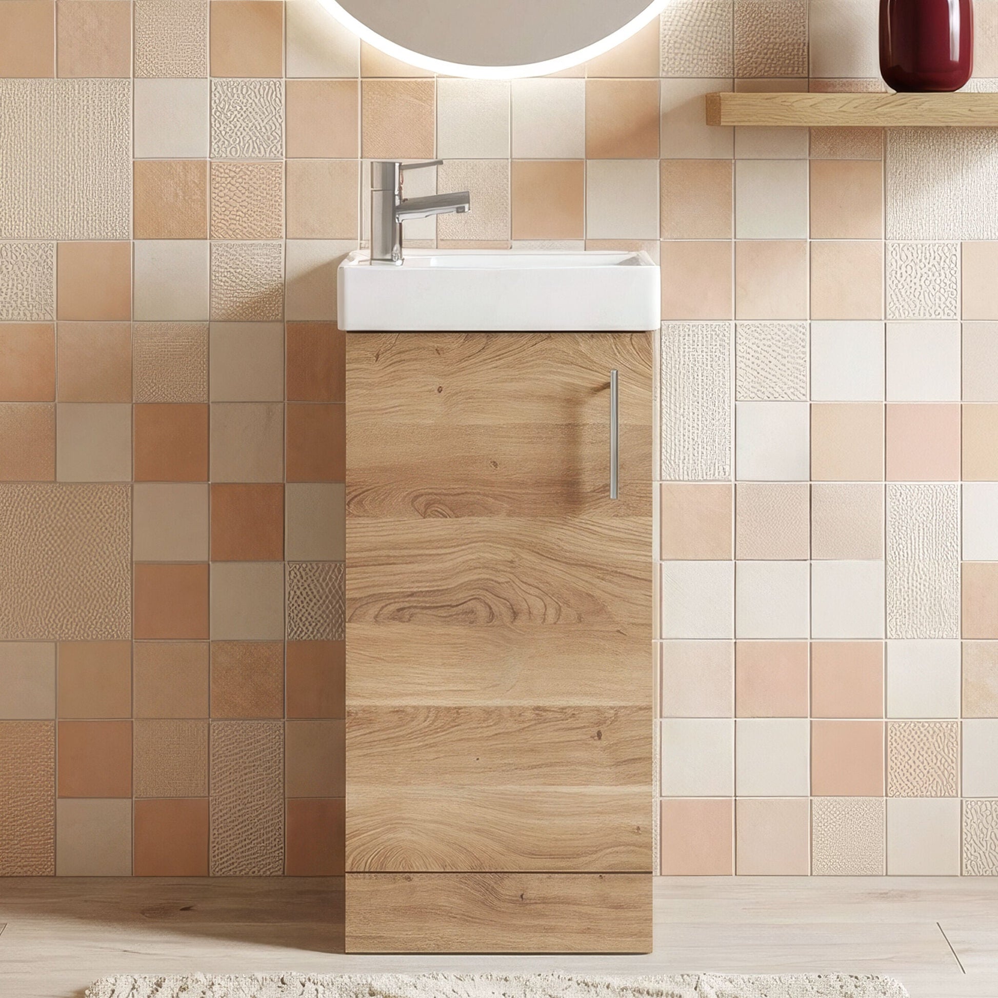 [BFSA030] Freehay Compact Cloakroom Vanity Basin Unit, 400mm - Choice of Mount Type, Colour and Handle Finish - Silo