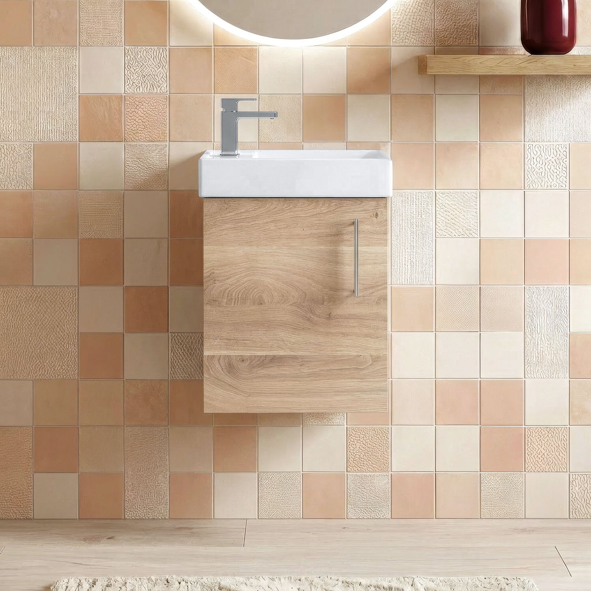 [BFSA031] Freehay Compact Cloakroom Wall Hung Vanity Basin Unit, 400mm, Choice of Colour - Silo