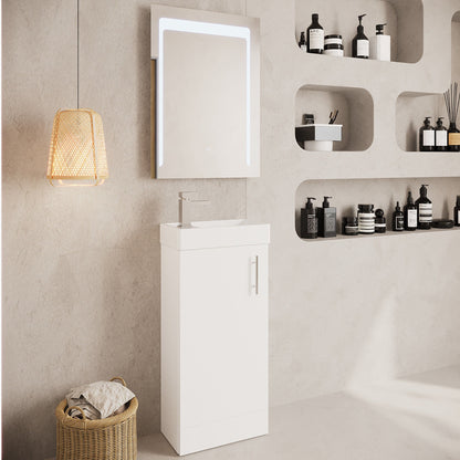 [BFSA192] Freehay 400mm Floor Standing Bathroom Vanity & Basin - Chrome Handle - Gloss White - Lifestyle 3