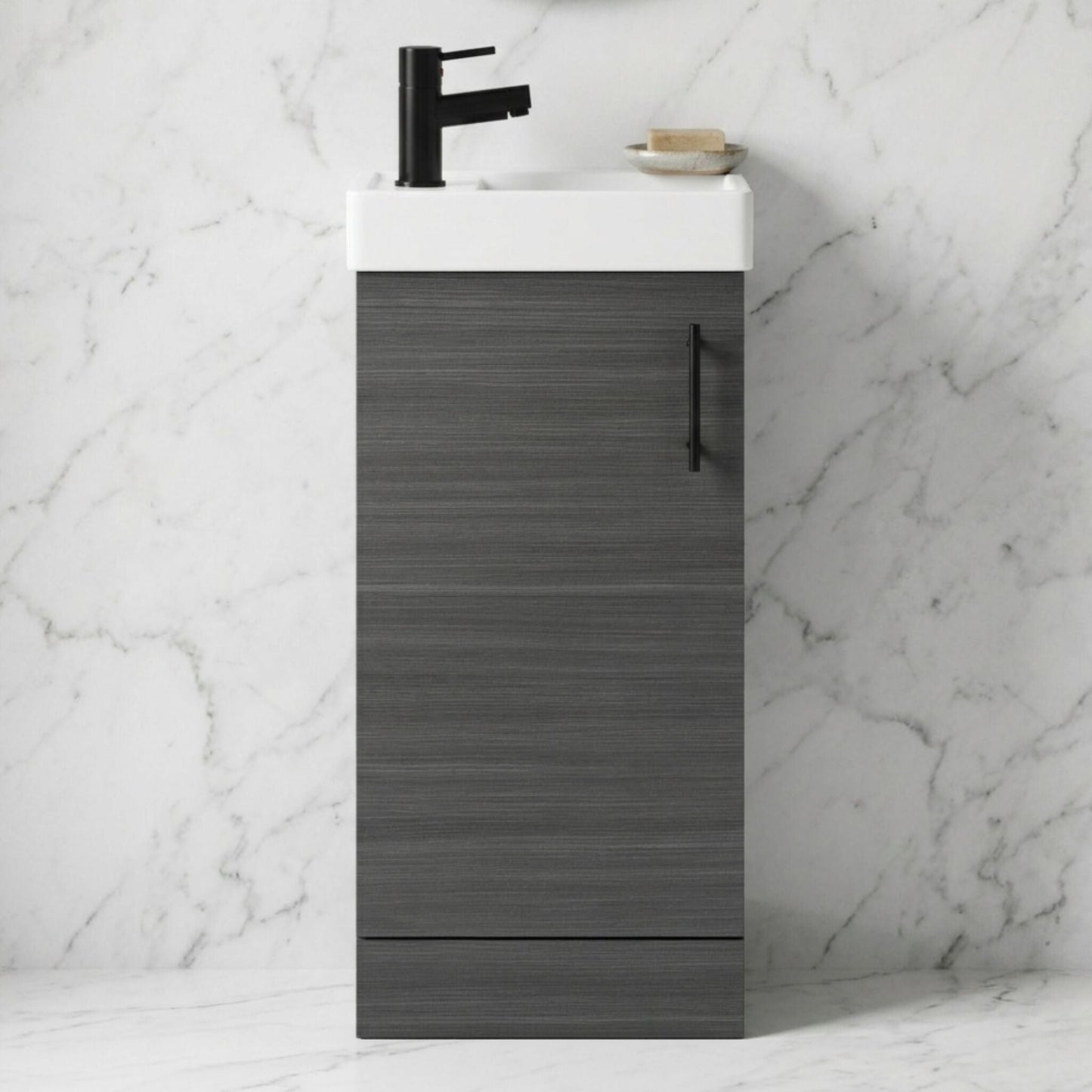 [BFSAH0392] Freehay Compact Cloakroom Vanity Basin Unit, 400mm - Choice of Mount Type, Colour and Handle Finish - Silo