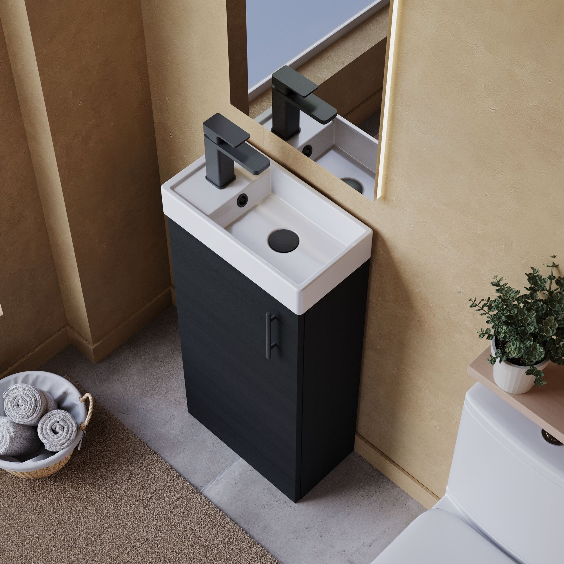 [BFSAH0492] Freehay Compact Cloakroom Vanity Basin Unit, 400mm - Choice of Mount Type, Colour and Handle Finish - Lifestyle 2