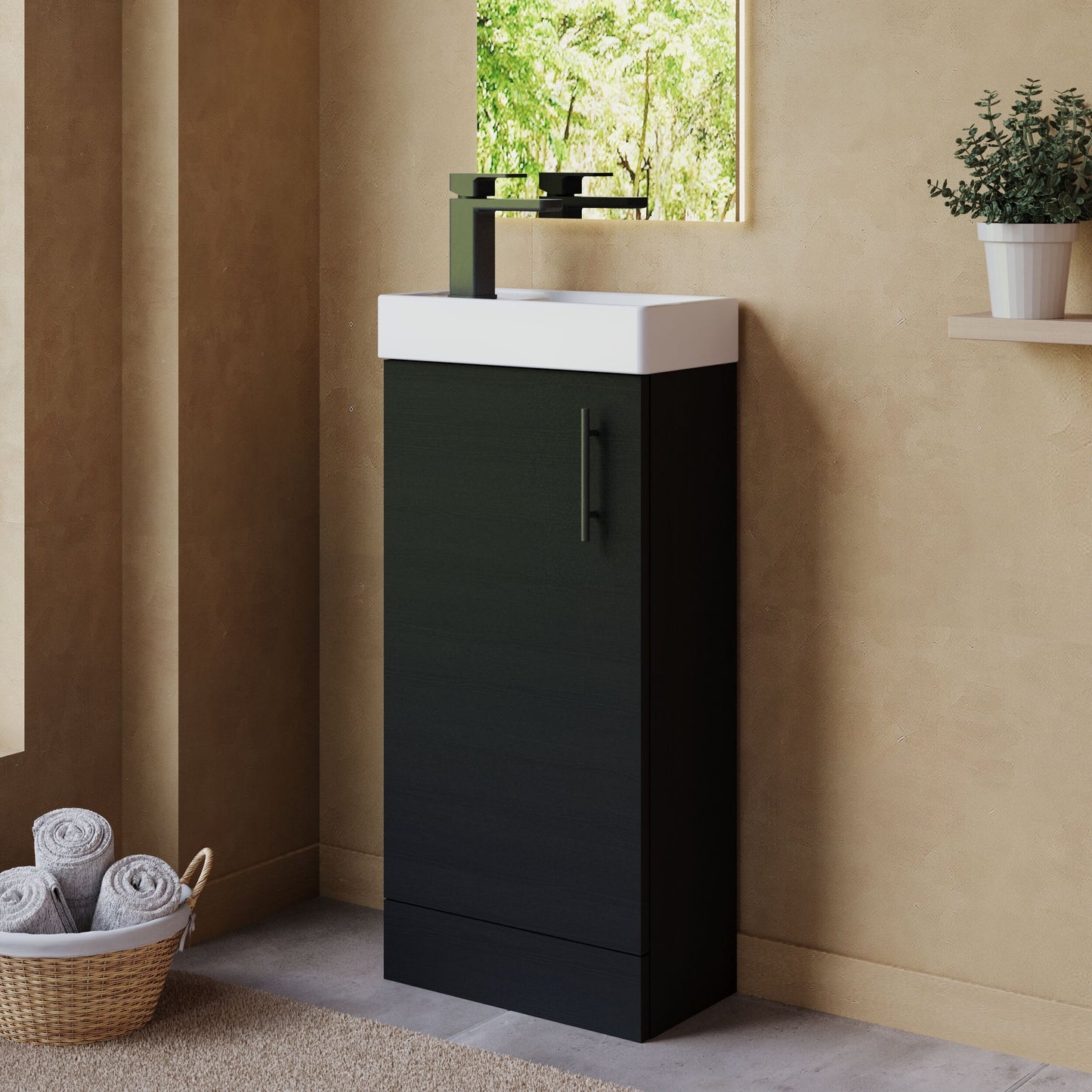 [BFSAH0492] Freehay Compact Cloakroom Vanity Basin Unit, 400mm - Choice of Mount Type, Colour and Handle Finish - Lifestyle 3