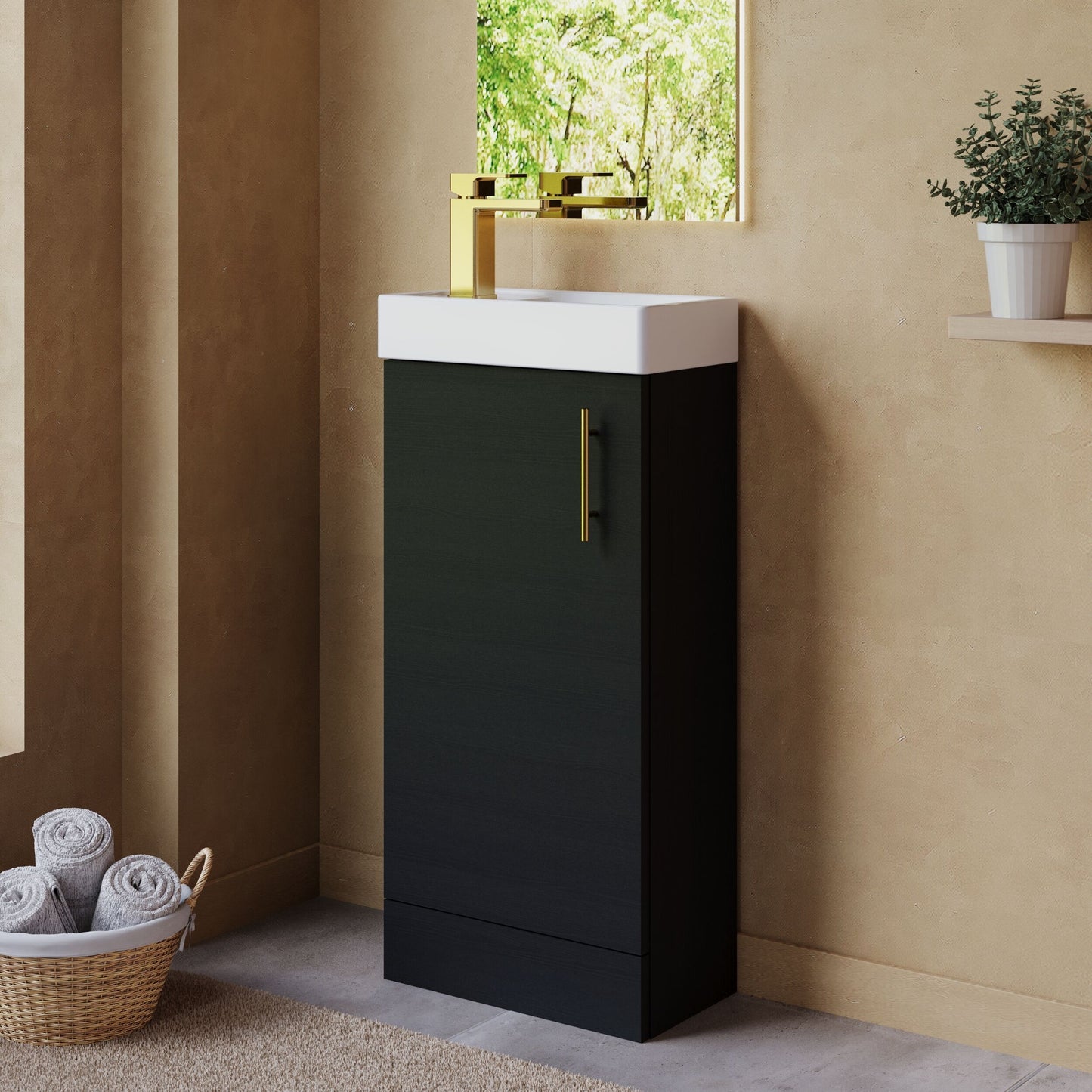 [BFSAH0493] Freehay Compact Cloakroom Vanity Basin Unit, 400mm - Choice of Mount Type, Colour and Handle Finish - Lifestyle 3
