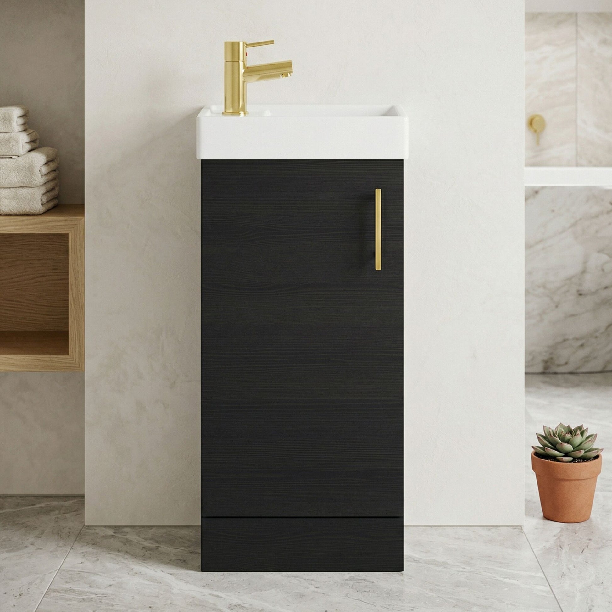 [BFSAH0493] Freehay Compact Cloakroom Vanity Basin Unit, 400mm - Choice of Mount Type, Colour and Handle Finish - Silo