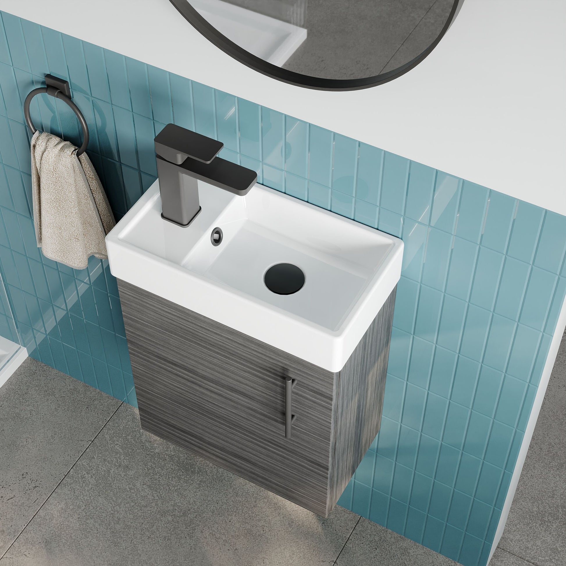 [BFSAH0992] Freehay Compact Cloakroom Wall Hung Vanity Basin Unit, 400mm, Choice of Colour - Lifestyle 2