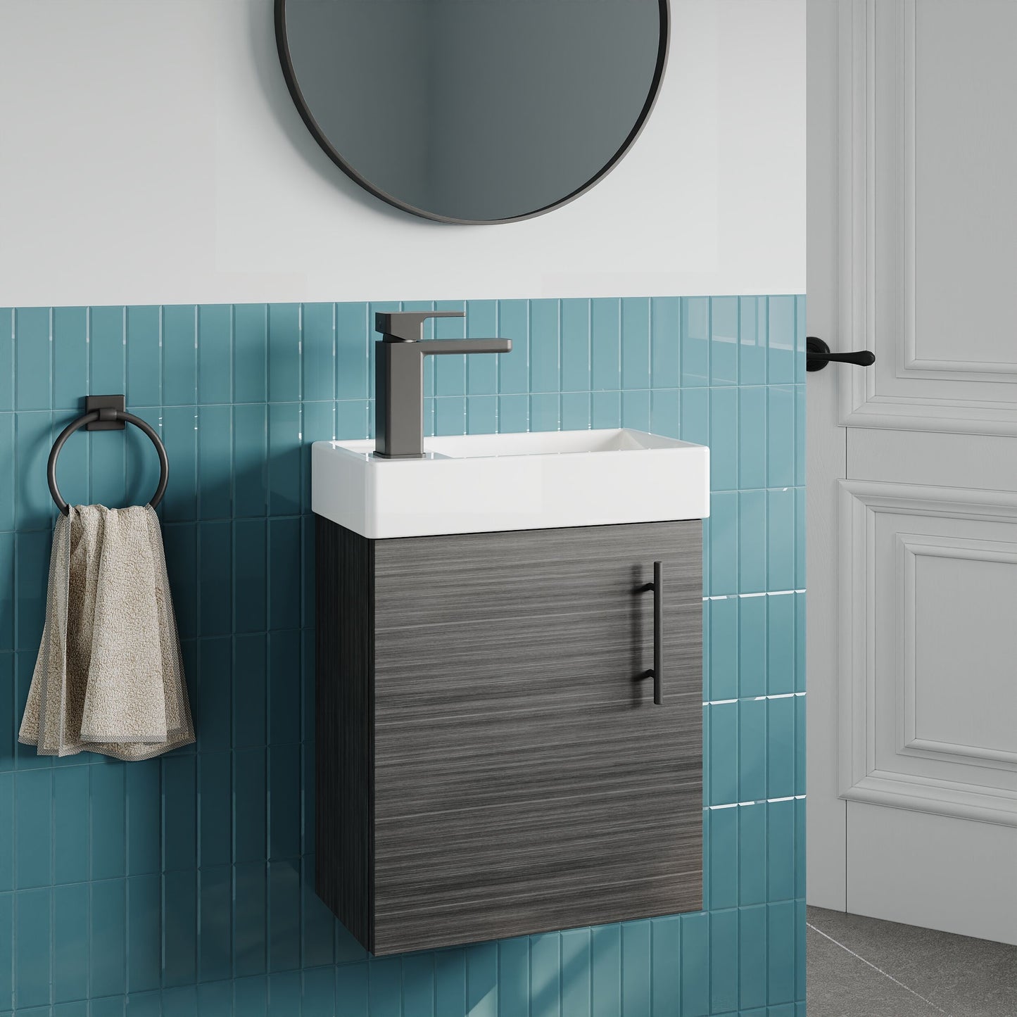 [BFSAH0992] Freehay Compact Cloakroom Wall Hung Vanity Basin Unit, 400mm, Choice of Colour - Lifestyle 3