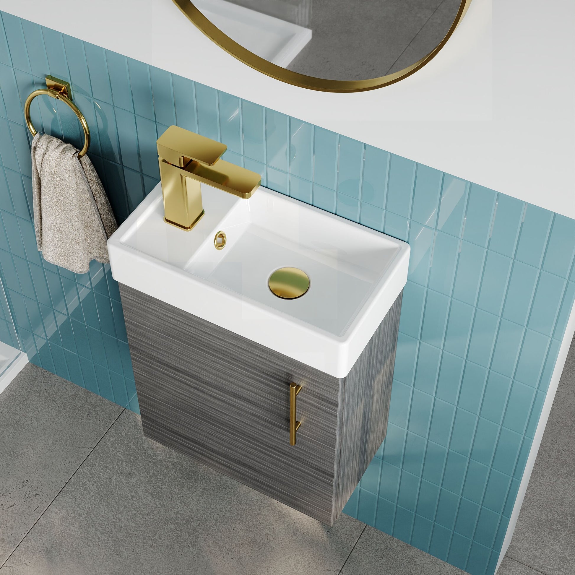 [BFSAH0993] Freehay Compact Cloakroom Wall Hung Vanity Basin Unit, 400mm, Choice of Colour - Lifestyle 2