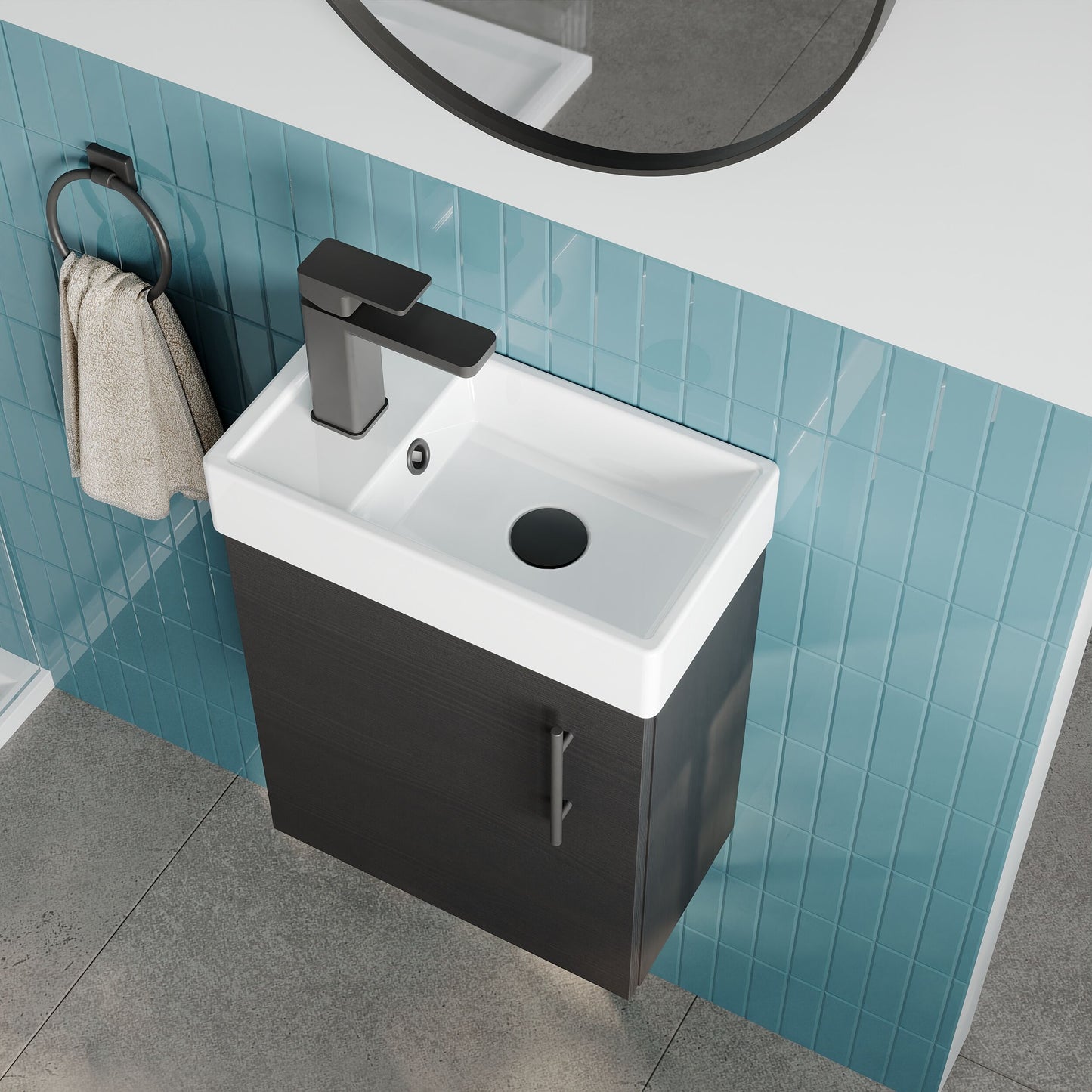 [BFSAH1092] Freehay Compact Cloakroom Wall Hung Vanity Basin Unit, 400mm, Choice of Colour - Lifestyle 2