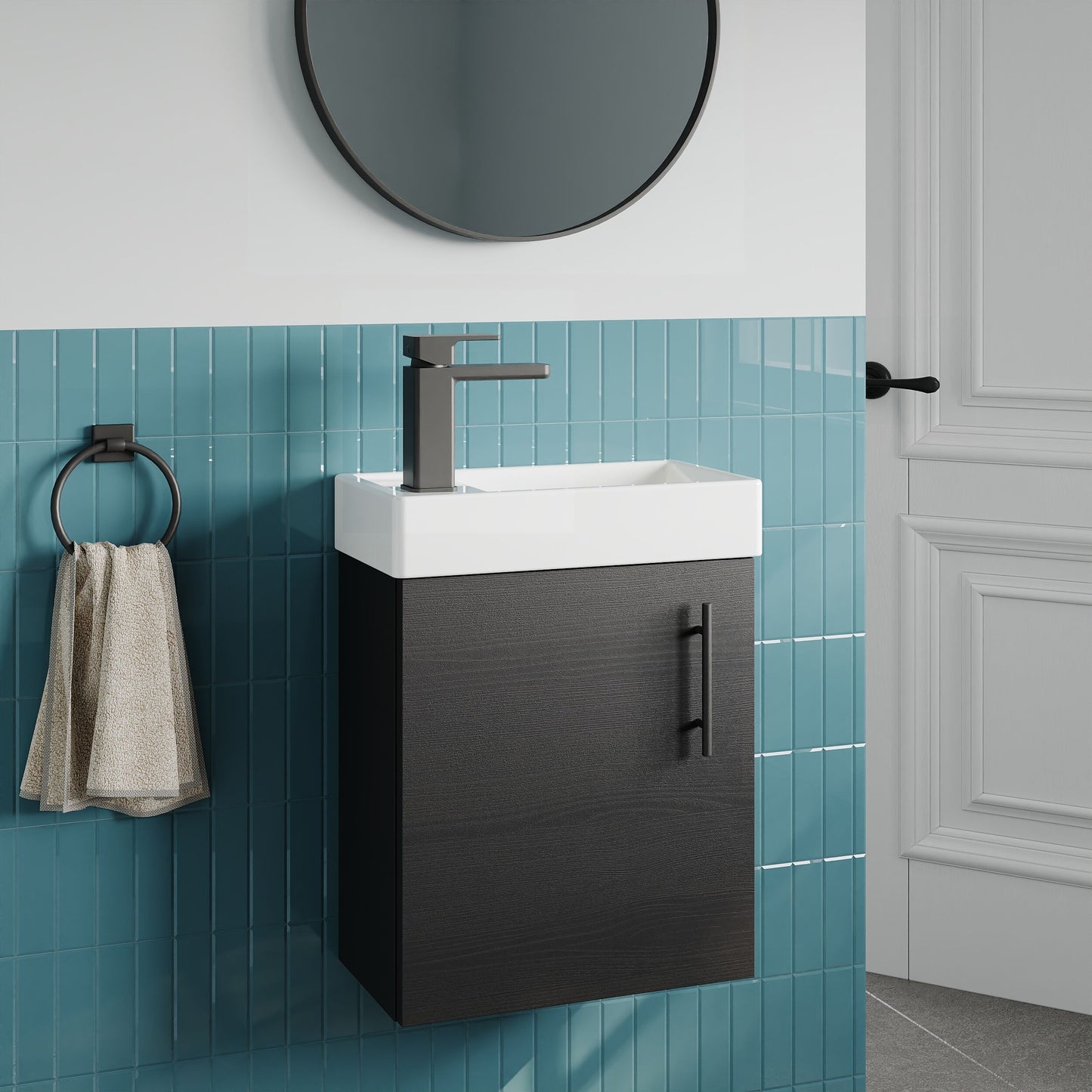 [BFSAH1092] Freehay Compact Cloakroom Wall Hung Vanity Basin Unit, 400mm, Choice of Colour - Lifestyle 3
