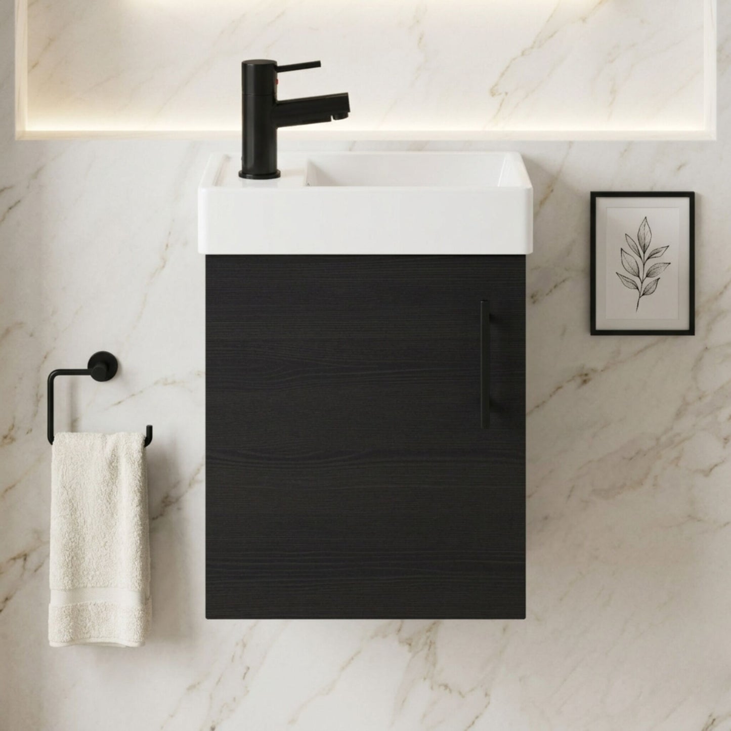 [BFSAH1092] Freehay Compact Cloakroom Wall Hung Vanity Basin Unit, 400mm, Choice of Colour - Silo