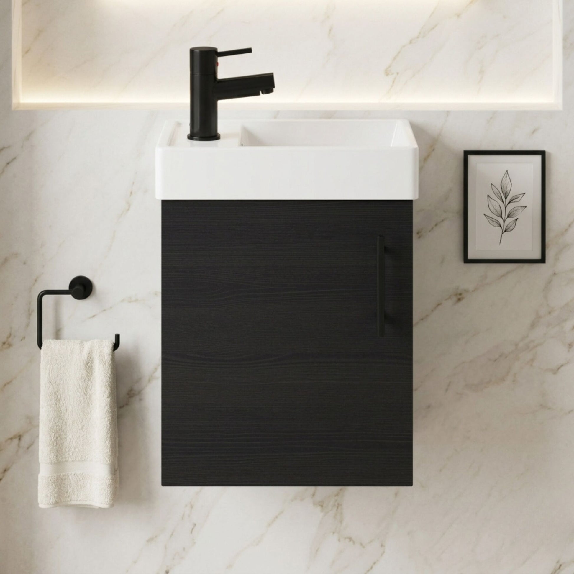 [BFSAH1092] Freehay Compact Cloakroom Wall Hung Vanity Basin Unit, 400mm, Choice of Colour - Silo