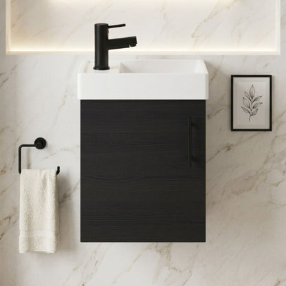 [BFSAH1092] Freehay Compact Cloakroom Wall Hung Vanity Basin Unit, 400mm, Choice of Colour - Silo