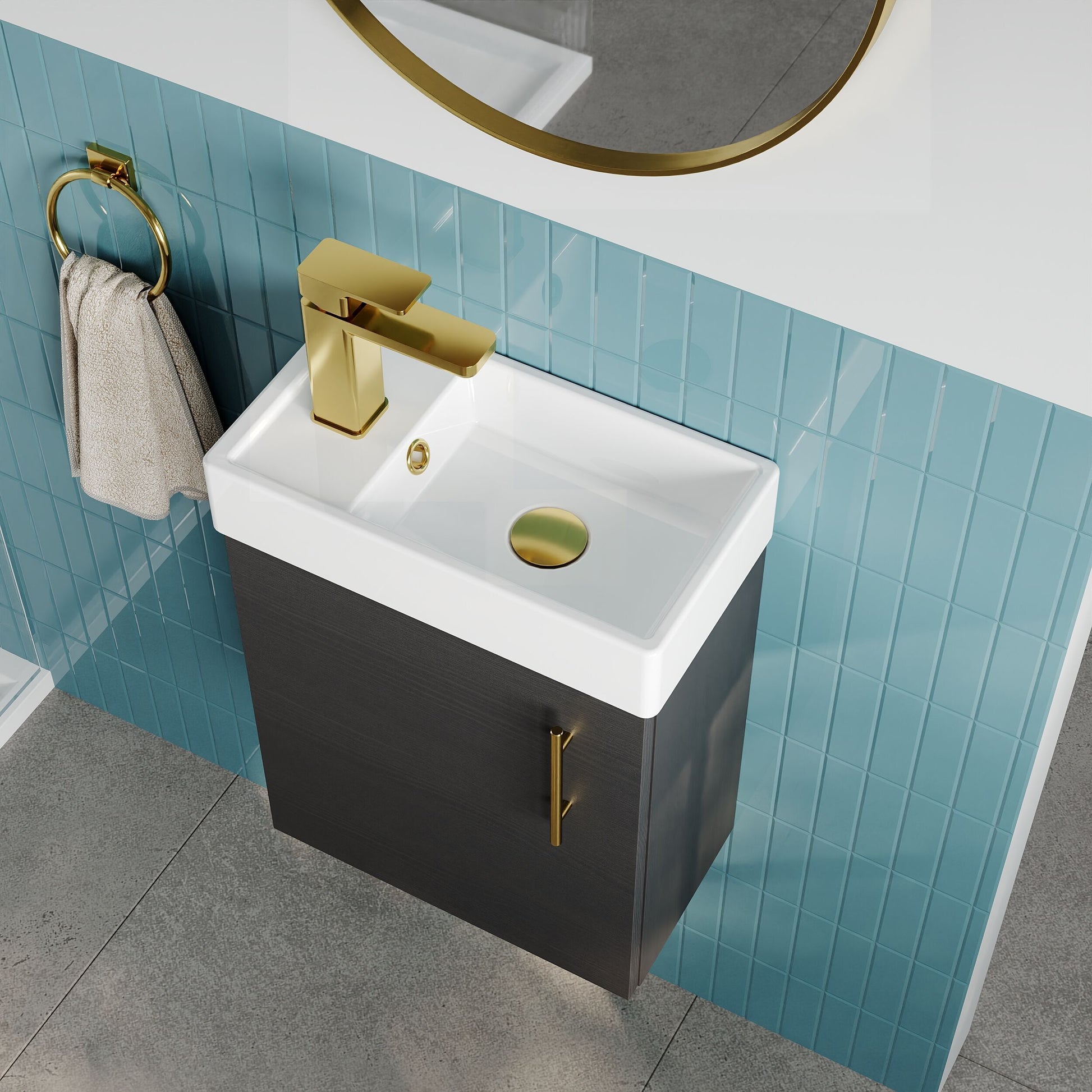 [BFSAH1093] Freehay Compact Cloakroom Wall Hung Vanity Basin Unit, 400mm, Choice of Colour - Lifestyle 2