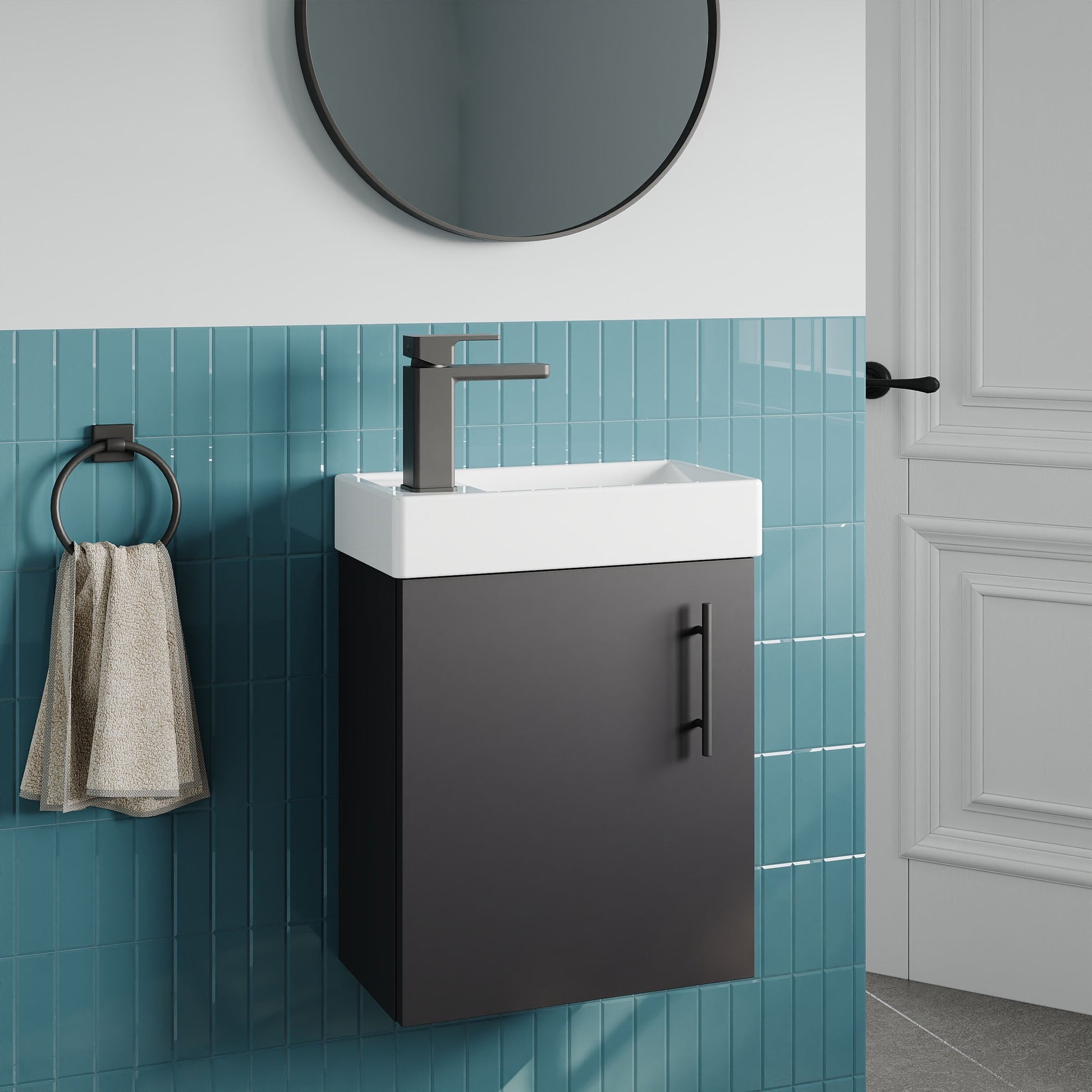 [BFSAH1392] Freehay Compact Cloakroom Wall Hung Vanity Basin Unit, 400mm, Choice of Colour - Lifestyle 3