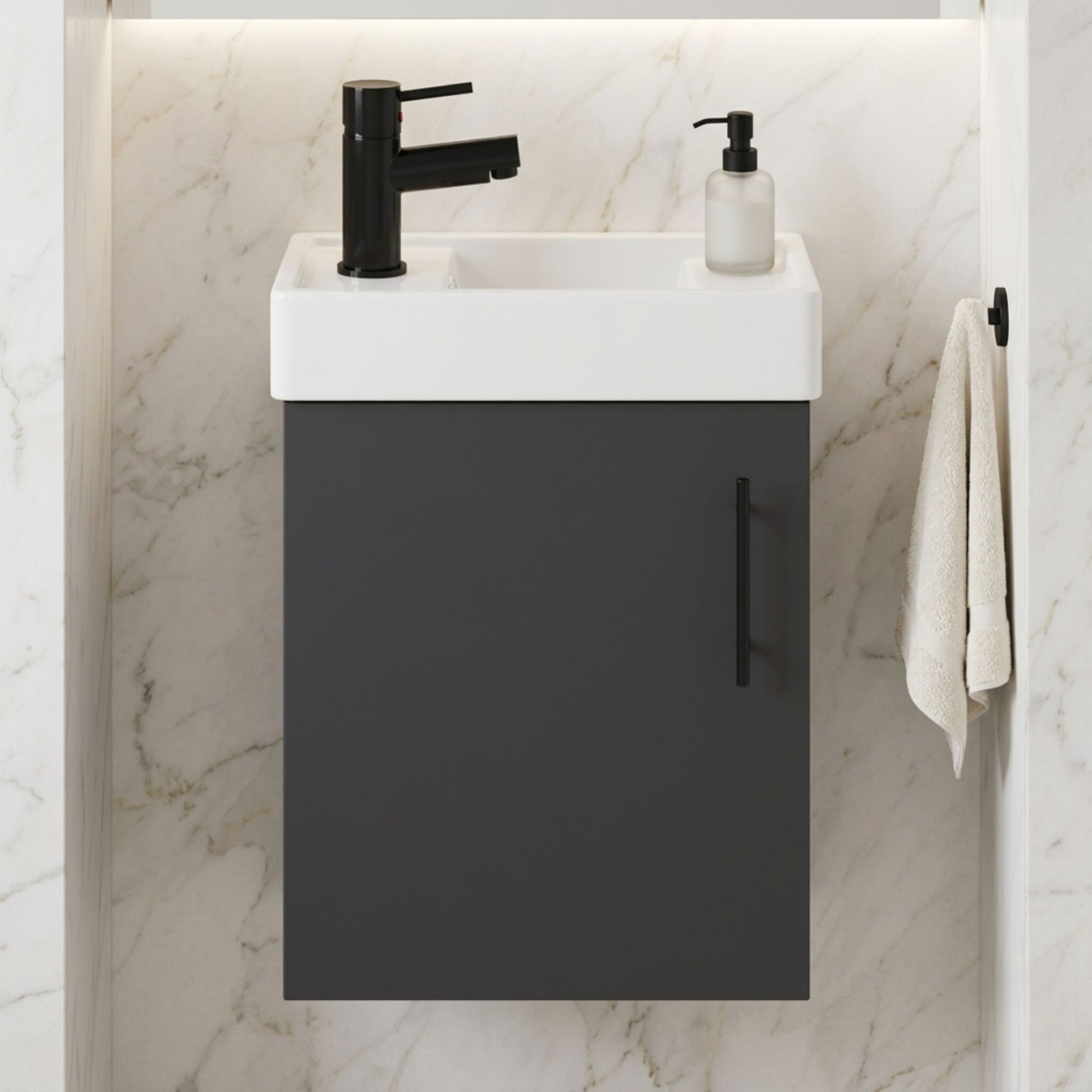 [BFSAH1392] Freehay Compact Cloakroom Wall Hung Vanity Basin Unit, 400mm, Choice of Colour - Silo