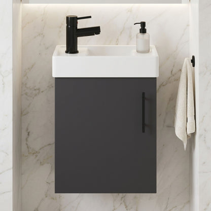 [BFSAH1392] Freehay Compact Cloakroom Wall Hung Vanity Basin Unit, 400mm, Choice of Colour - Silo