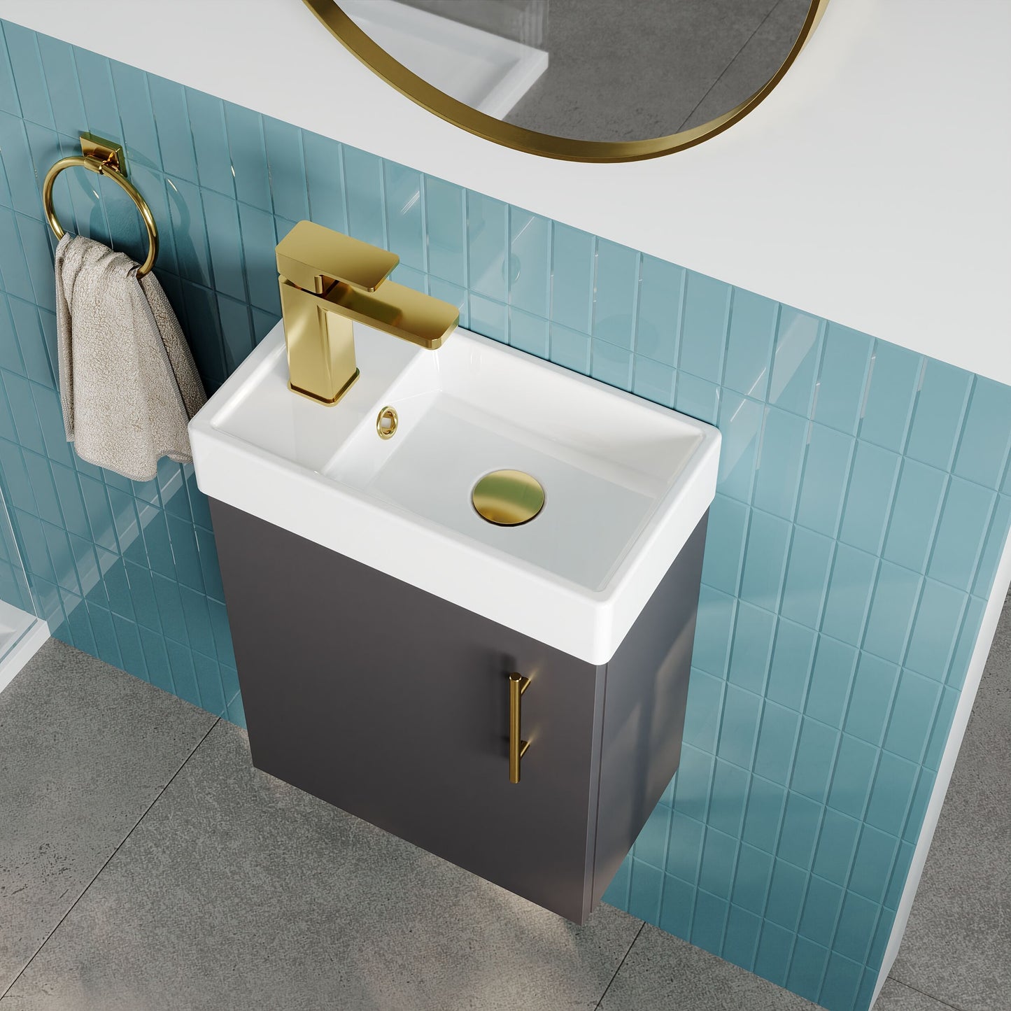[BFSAH1393] Freehay Compact Cloakroom Wall Hung Vanity Basin Unit, 400mm, Choice of Colour - Lifestyle 2