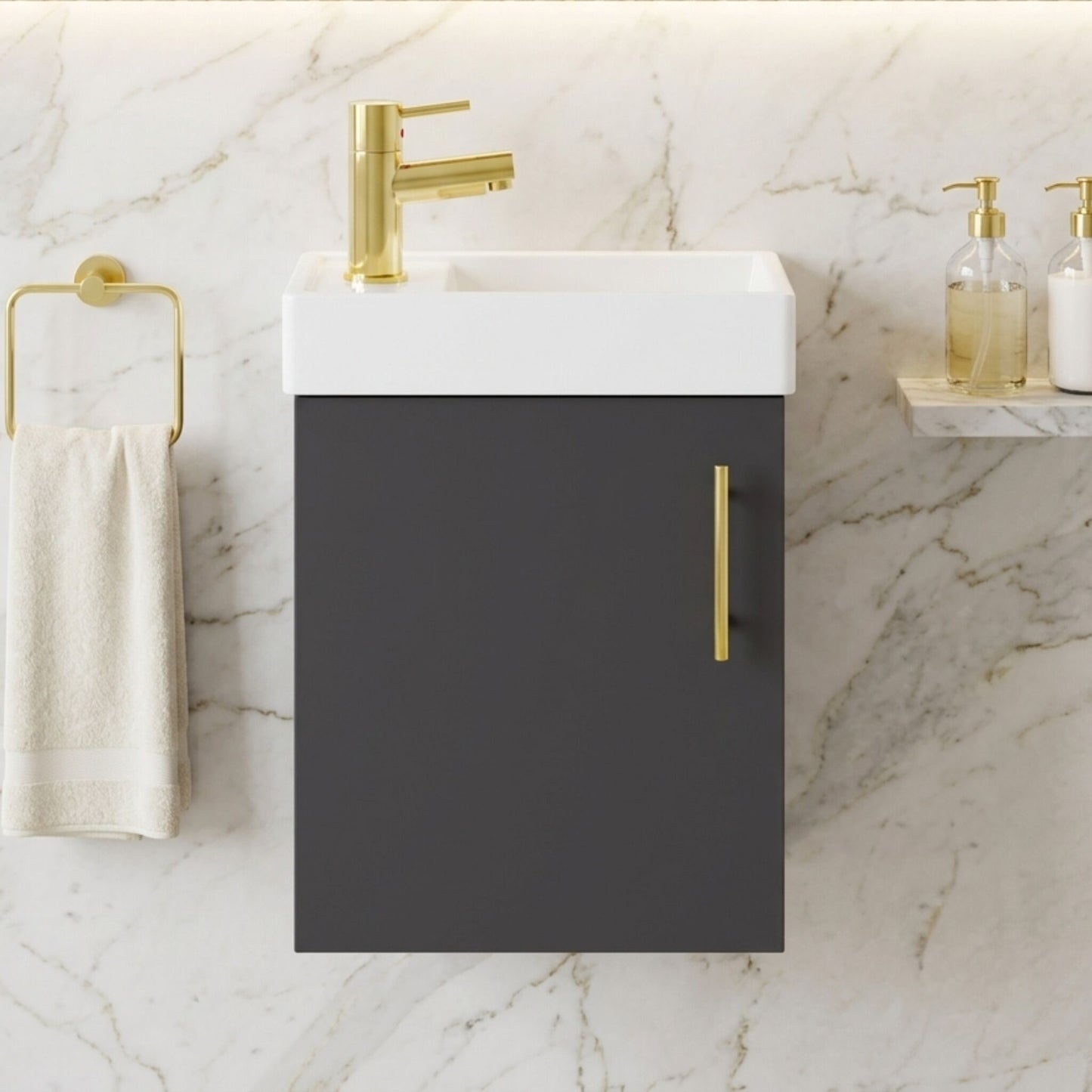 [BFSAH1393] Freehay Compact Cloakroom Wall Hung Vanity Basin Unit, 400mm, Choice of Colour - Silo