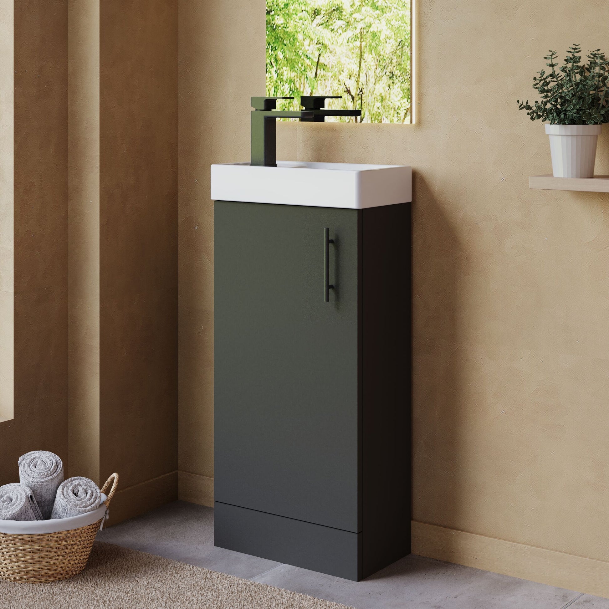 [BFSAH1492] Freehay Compact Cloakroom Vanity Basin Unit, 400mm - Choice of Mount Type, Colour and Handle Finish - Lifestyle 3