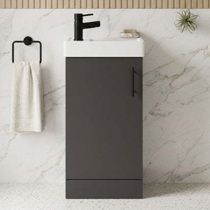 [BFSAH1492] Freehay Compact Cloakroom Vanity Basin Unit, 400mm - Choice of Mount Type, Colour and Handle Finish - Silo